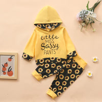 2-piece Hoodie & Sunflower Pattern Pants for Baby Girl - PrettyKid