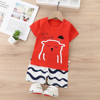 2pcs Fashion Bear Print T-shirt and Pants - PrettyKid