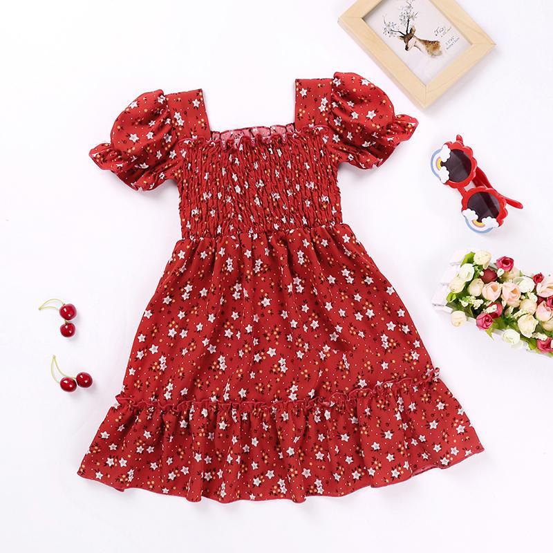 Toddler Girl Puff Sleeve Floral Dress - PrettyKid