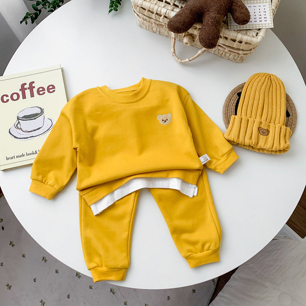 Bear Pattern Sweater And Pants Baby Outfit Sets - PrettyKid