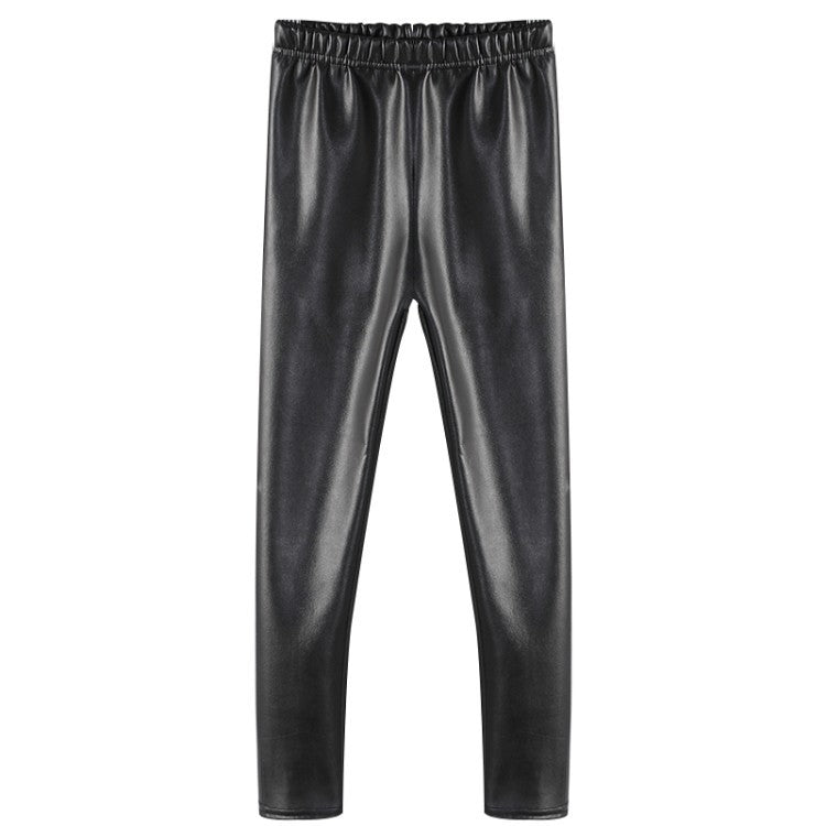 Black Thicken Leather Pants Wholesale Girls Fashion Clothes - PrettyKid