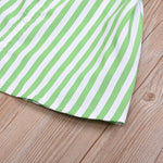 Toddler Girls Green Striped Princess Dress Bow Suspender Dress - PrettyKid