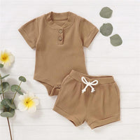 2-piece Solid Knit Bodysuit & Shorts for Baby Wholesale children's clothing - PrettyKid