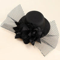 Girl 3D Flower Decor Mesh Formal Hat - PrettyKid