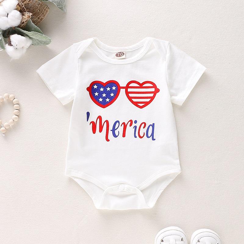 Baby Independence Day Glasses Printing Bodysuit - PrettyKid