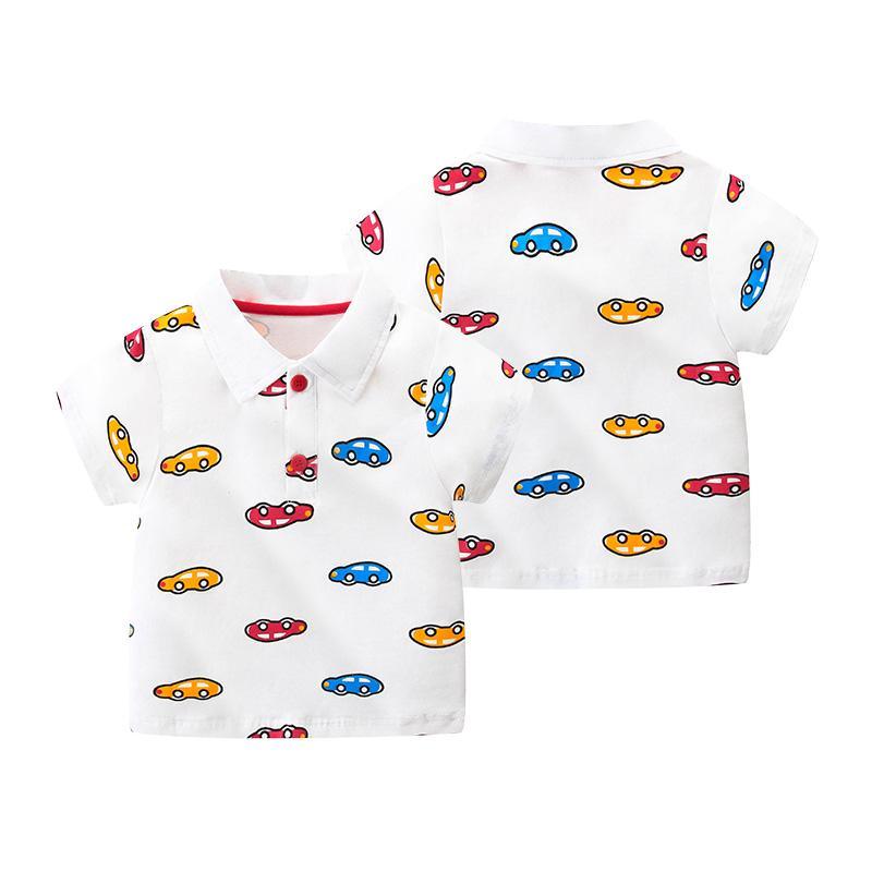 Toddler Boy Polo Neck Car Pattern Top Wholesale Children's Clothing - PrettyKid