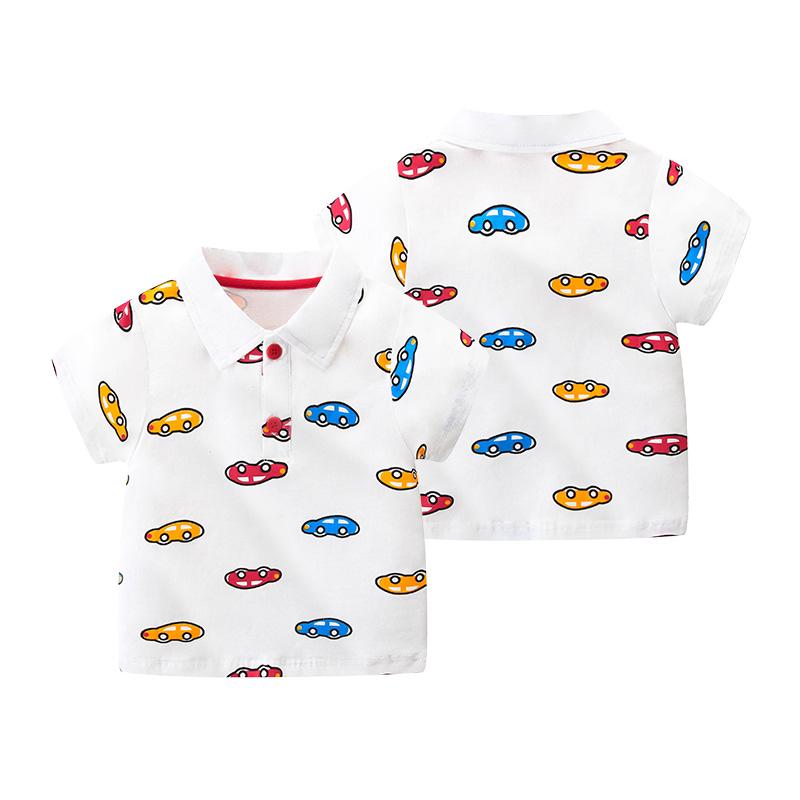 Toddler Boy Polo Neck Car Pattern Top Wholesale Children's Clothing - PrettyKid