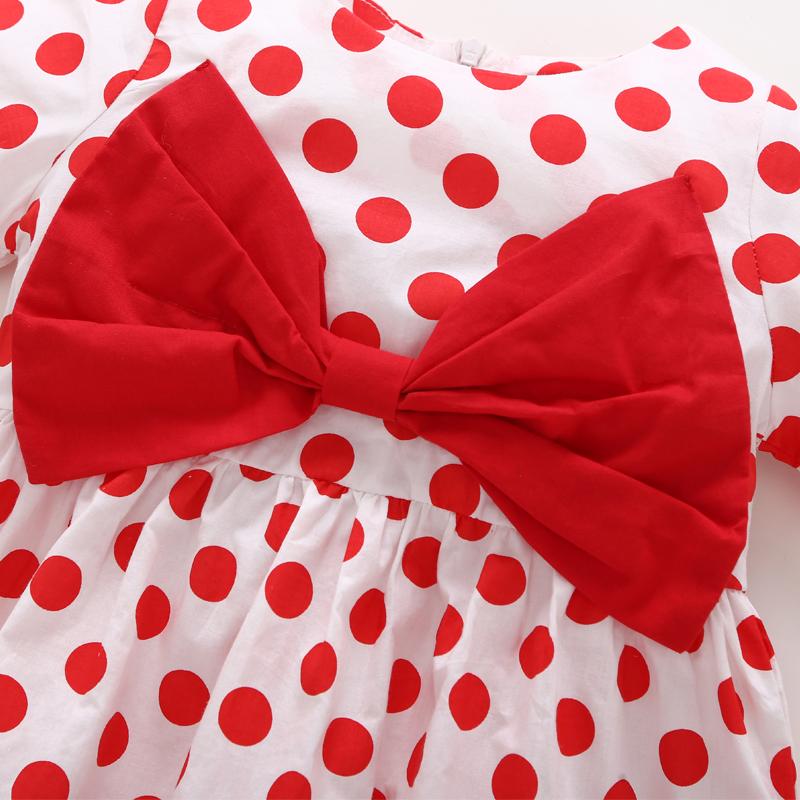 Girl Bow Dot Printed Dress - PrettyKid