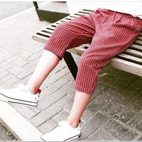 Kid Boy Red Stripes Casual Pants 2/3 - PrettyKid