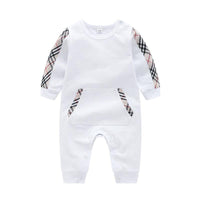 High Quality Cotton Casual Solid Plaid Long-sleeve Jumpsuit for Baby Children's clothing wholesale - PrettyKid