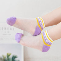 Girl 5pairs Letter Print Mesh Socks - PrettyKid