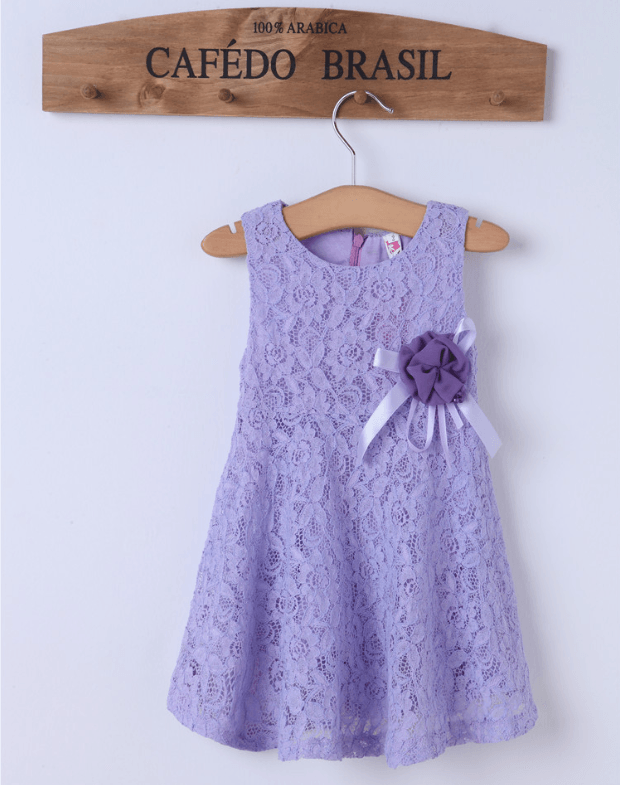 Fashionable Girls Solid Color Sleeveless Flower Dress - PrettyKid