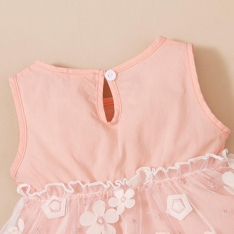 Toddler Girl Sleeveless Mesh Stitching Top & Solid Color Shorts - PrettyKid