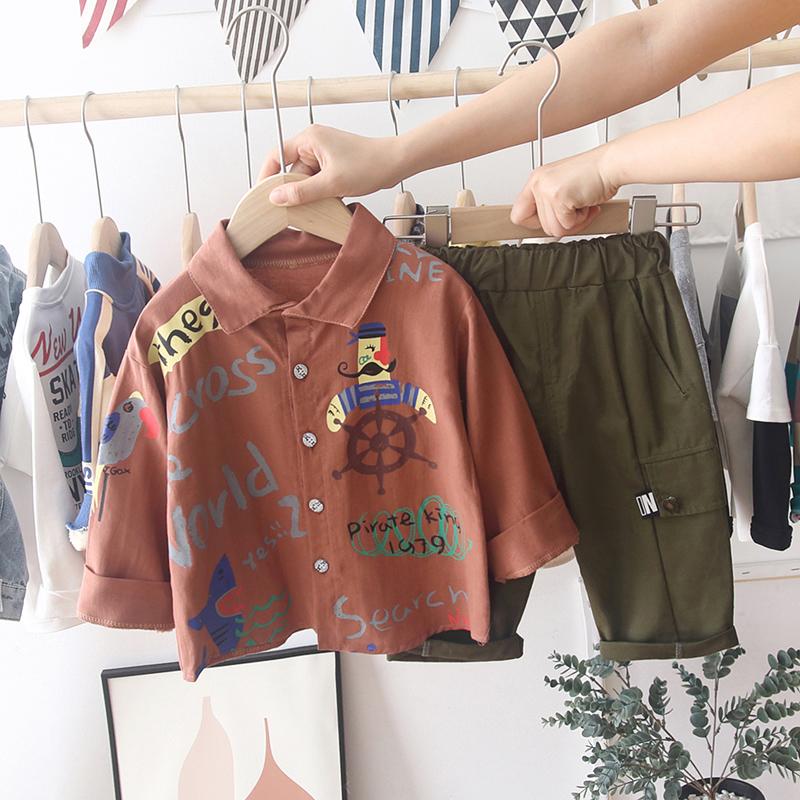 2-piece Pirate Pattern Shirt & Pants for Children Boy - PrettyKid