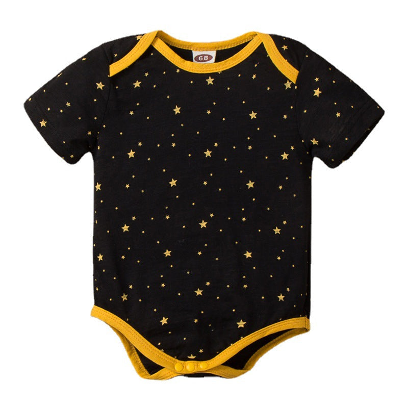 Baby Short Sleeve Star Print Romper Baby One Piece Jumpsuit - PrettyKid