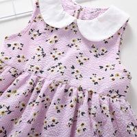 Girls Cute Lapel Floral Print Dress - PrettyKid