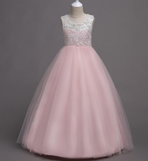 Beautiful Girl Prom Lace Tulle Evening Dress - PrettyKid