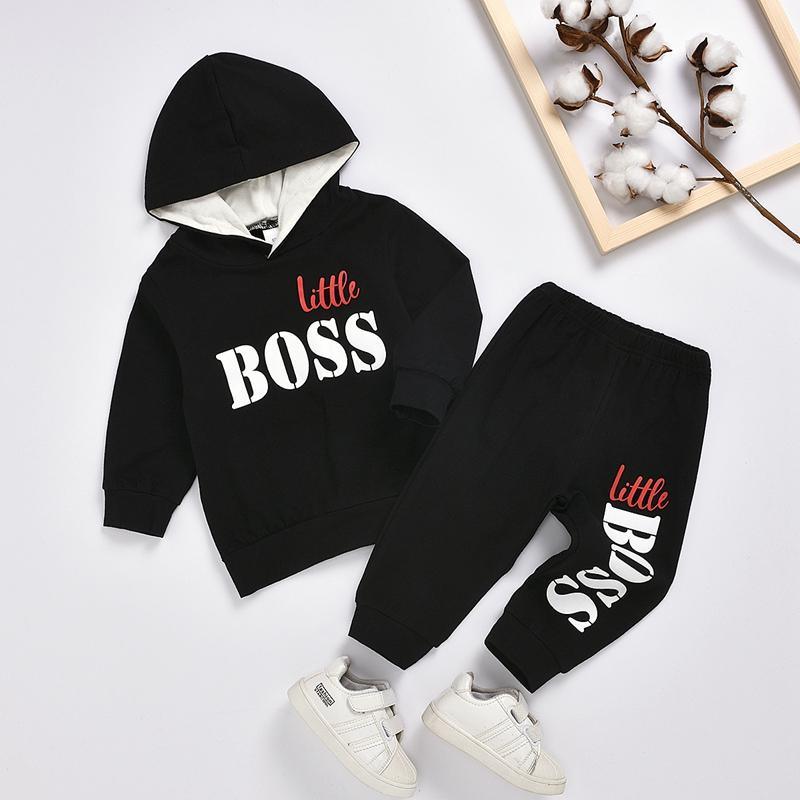 2-piece Letter Pattern Hoodie & Pants for Children Boy - PrettyKid