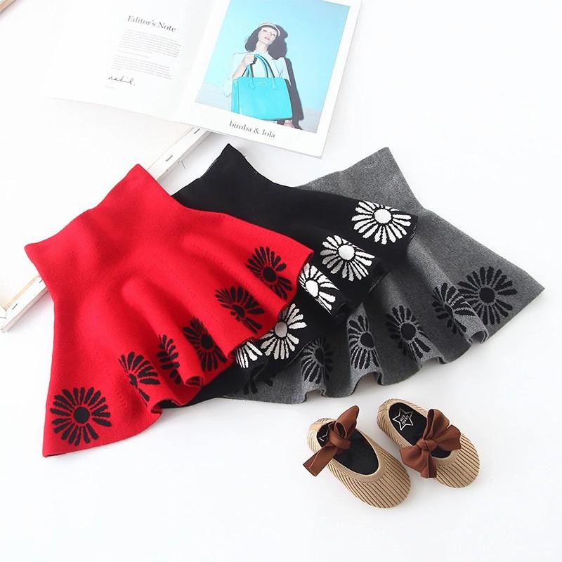 Floral Pattern Knitted Pleated Skirt for Girl - PrettyKid