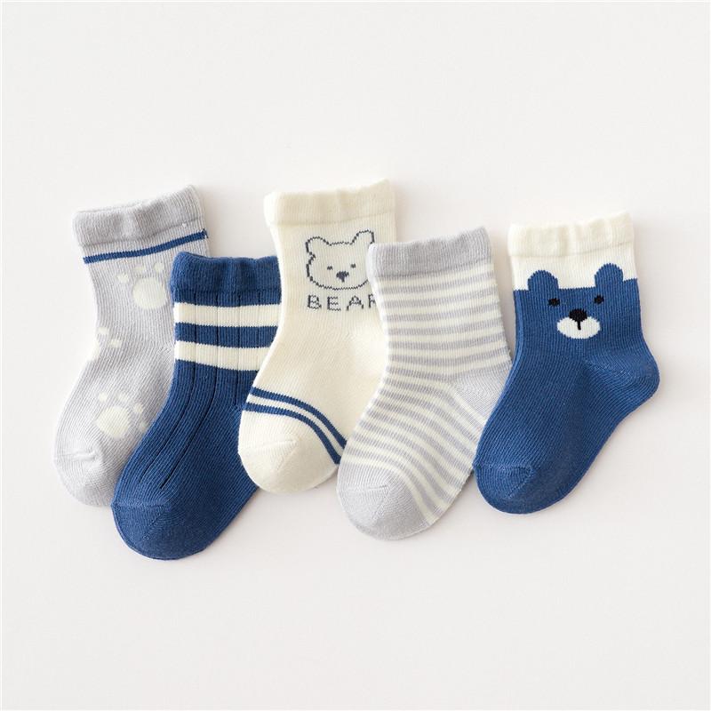 5-piece Boys Bear Knee-High Stockings - PrettyKid