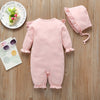 2-Piece Long-Sleeve Bow Decor Lace Jumpsuit and Hat Wholesale children's clothing - PrettyKid