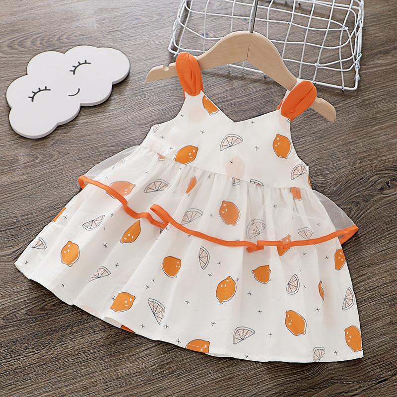 Lemon Printed Dress for Toddler Girl Wholesale children's clothing - PrettyKid