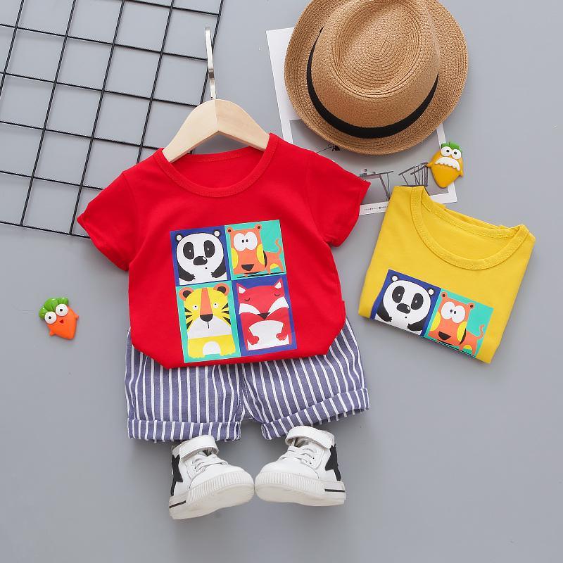 2-piece Cartoon Design T-shirt & Shorts for Children Boy - PrettyKid