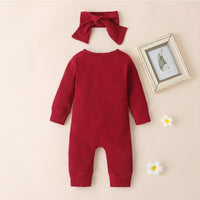 Solid Long-sleeve Jumpsuit with Headband Children's Clothing - PrettyKid