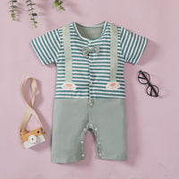 Baby Gentleman Striped Romper Children's Clothing - PrettyKid