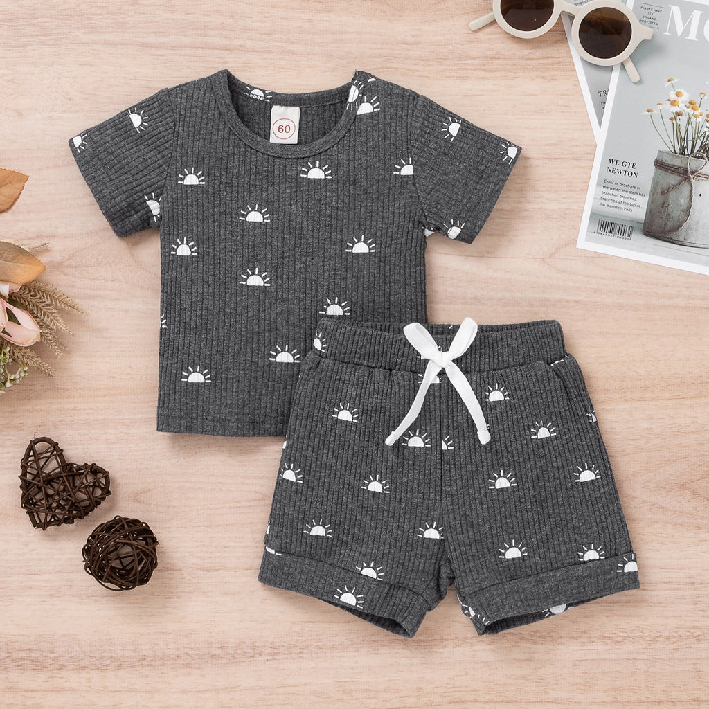 Baby Printed T-Shirt And Shorts Baby Outfit Sets - PrettyKid