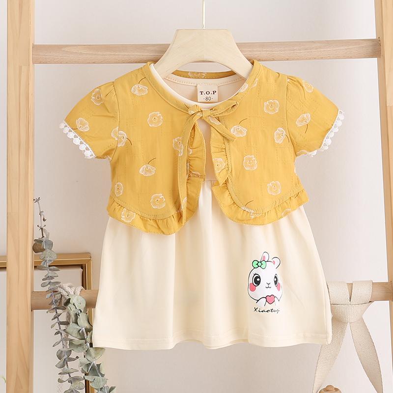 2-piece Cartoon Bunny Dress Set for Toddler Girl - PrettyKid