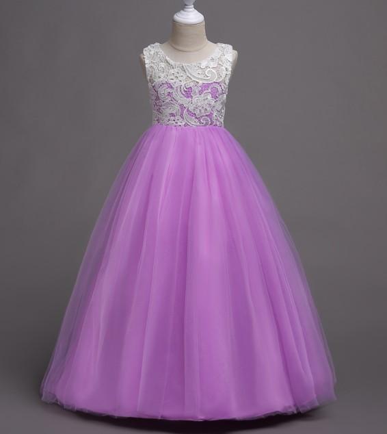 Beautiful Girl Prom Lace Tulle Evening Dress - PrettyKid