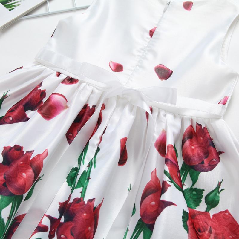 Summer Girl's Rose Flower Print Dress - PrettyKid