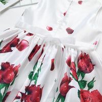 Summer Girl's Rose Flower Print Dress - PrettyKid