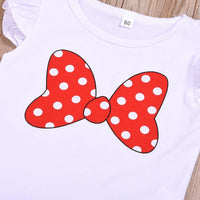 Girls 2-Piece Bow T-Shirt Polka Dot Skirt - PrettyKid