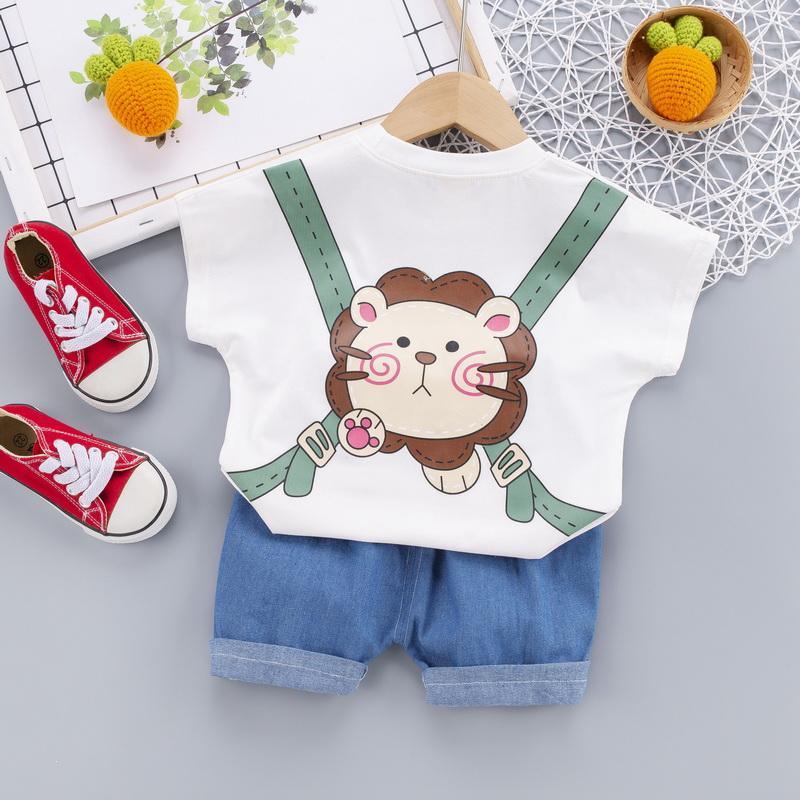 2-piece Lion Pattern T-shirt & Shorts for Children Boy - PrettyKid