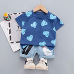 Toddler Girl Love Top & Letter Denim Shorts - PrettyKid