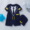 2-Piece Baby Boy Cotton Pilot Romper and Hat Set Wholesale children's clothing - PrettyKid