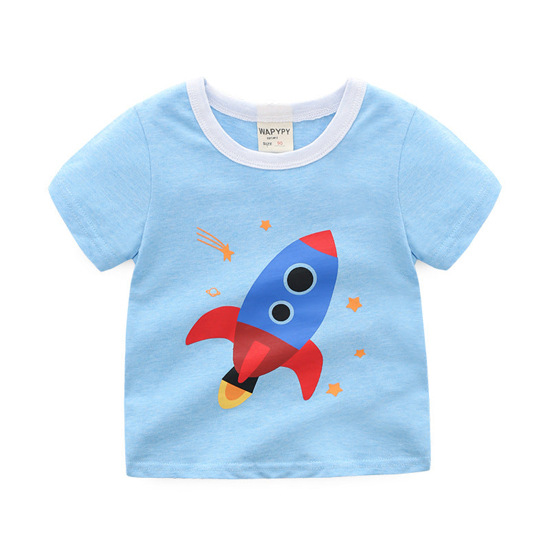 Boys' Colorful Stripes & Rocket T-Shirt Wholesale Toddler Clothing - PrettyKid