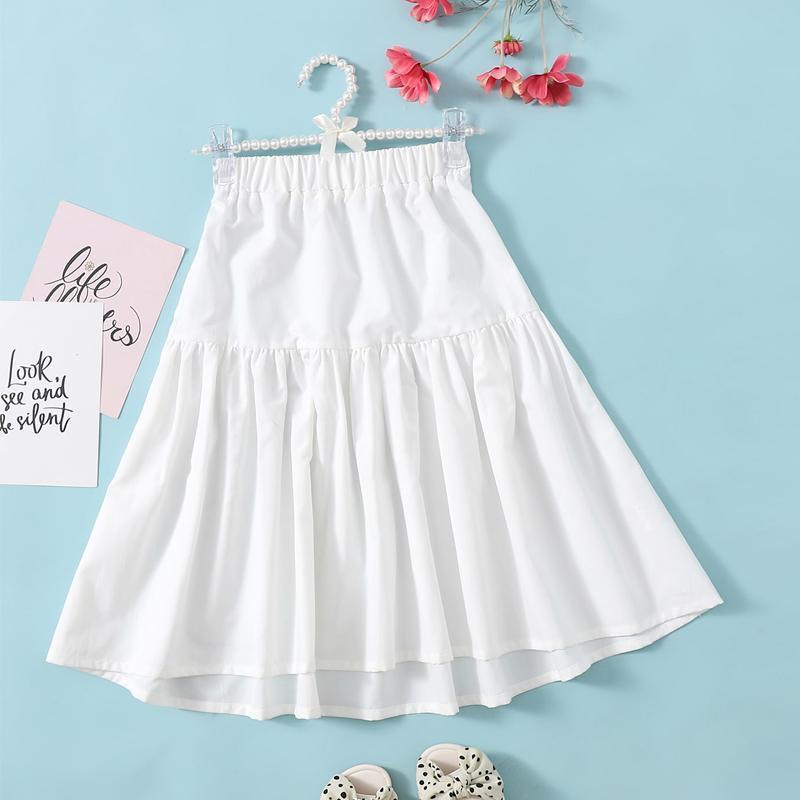 Girl Solid Color Tiered Skirt - PrettyKid