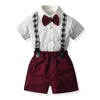 Boy Shirt With Bow And Suspender Shorts Toddler Boy Sets - PrettyKid