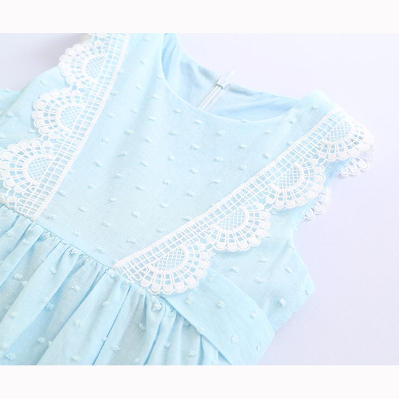 Girls Lace Vest Skirt Solid Color Sleeveless Princess Dress - PrettyKid