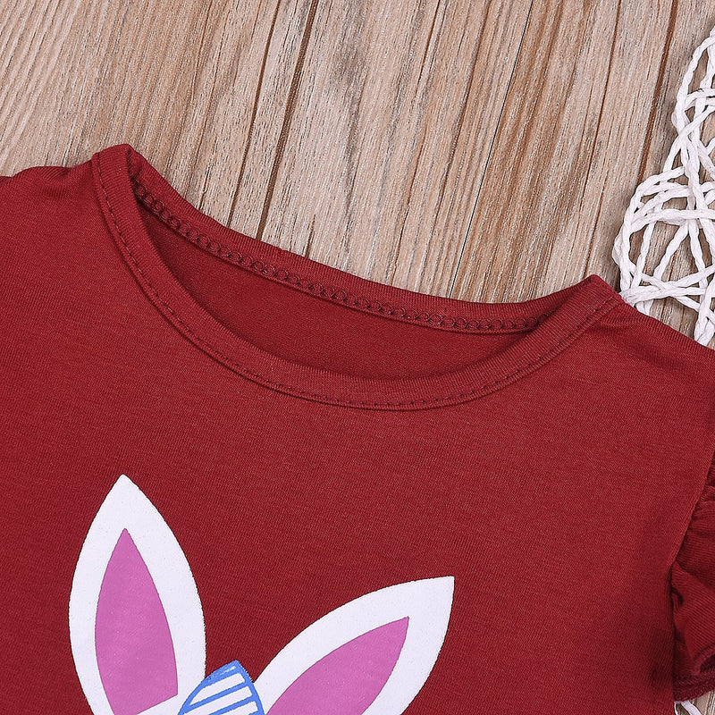 Toddler Girls Cartoon Rabbit T-Shirt Top Lace Skirt Short Skirt - PrettyKid