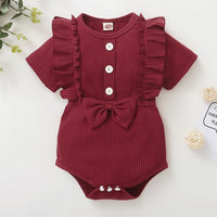 New Born Girl Ruffle Ribbed Bodysuit - PrettyKid