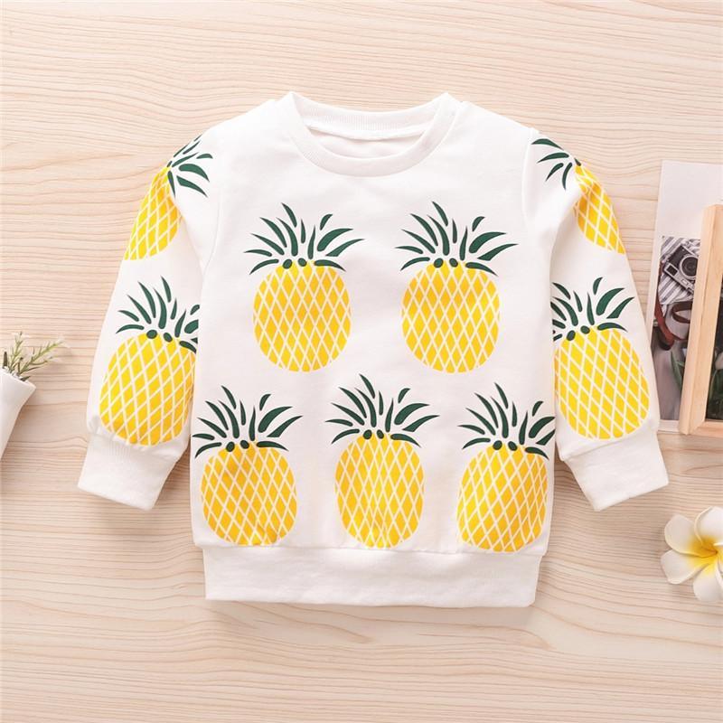 Pineapple Printed Round-neck Sweatshirt - PrettyKid