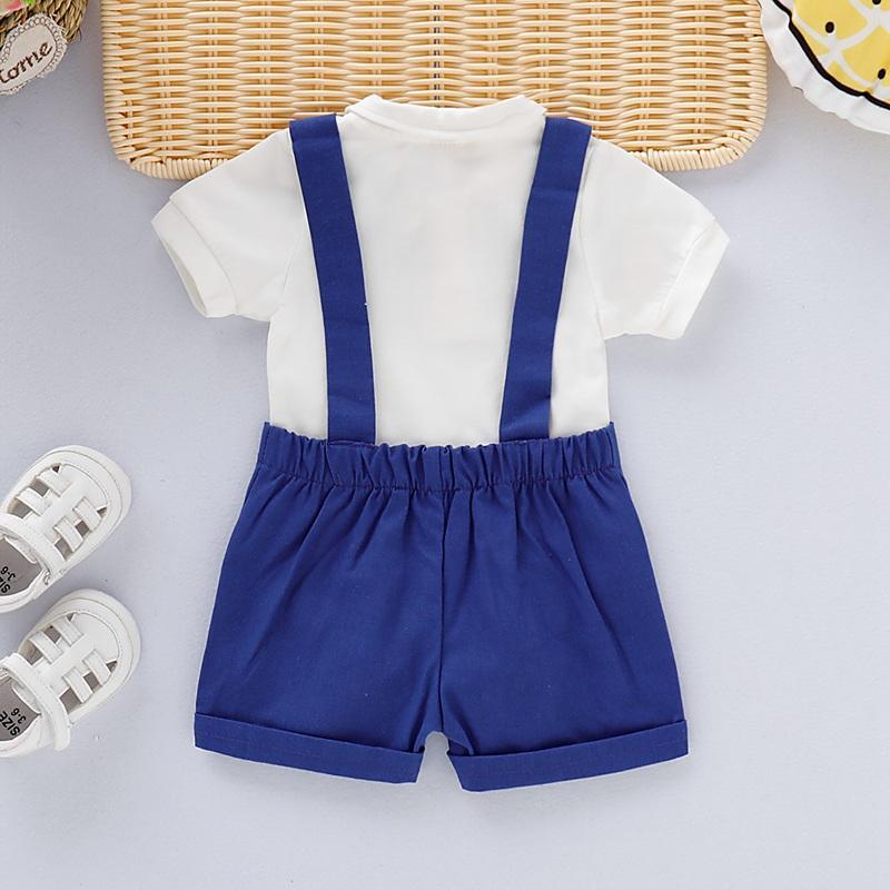 Baby Boy Bowknot Cravat Romper & Suspender Shorts - PrettyKid