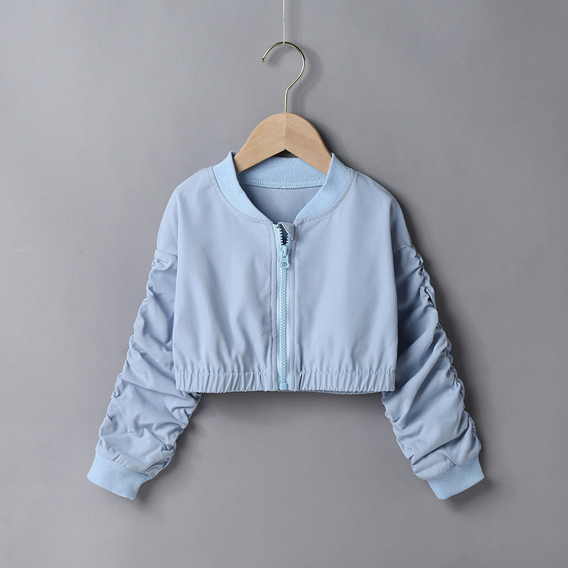 2-7years Toddler Girl Blouses Short Pleated Long-Sleeved Jacket Casual Children's Jacket - PrettyKid