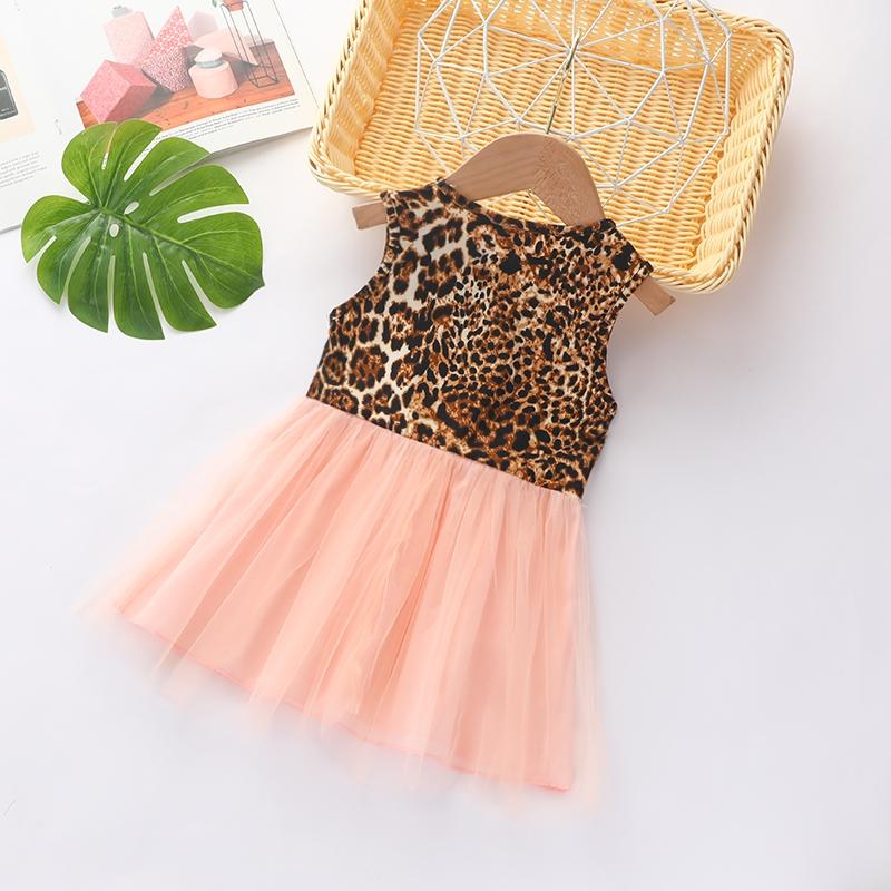 Leopard Pattern Patchwork Tulle Dress for Baby Girl Wholesale children's clothing - PrettyKid
