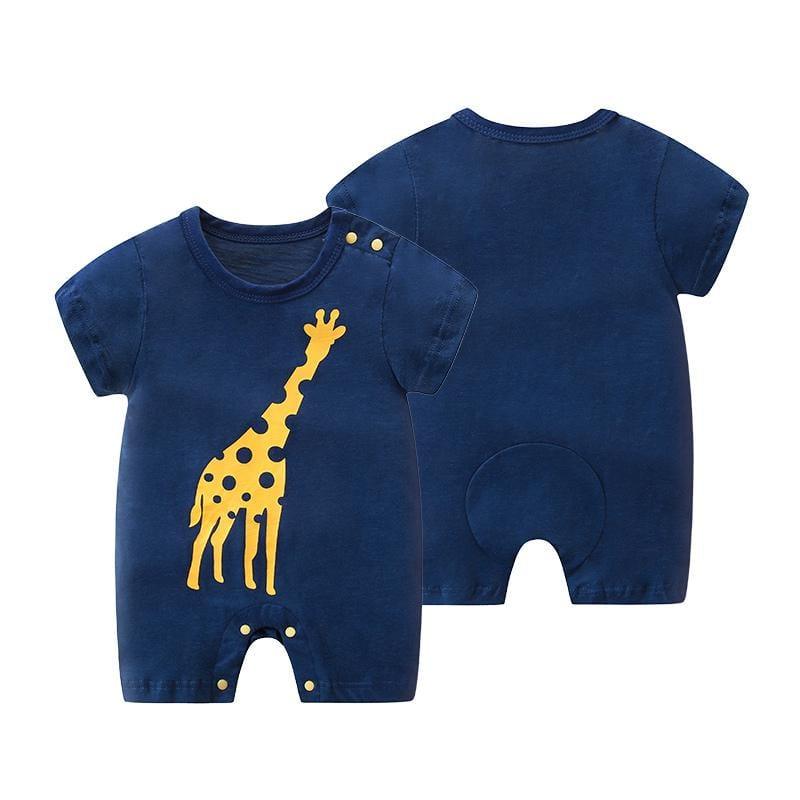 Baby Boy Giraffe Pattern Romper - PrettyKid