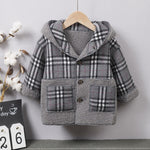 Checked Button Hooded Jackets & Coats Wholesale Boy Boutique Clothes - PrettyKid